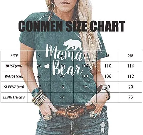Miniatura 2 de Camisetas de manga corta con estampado de Mama Bear para mujer cuello redondo estampado de letras