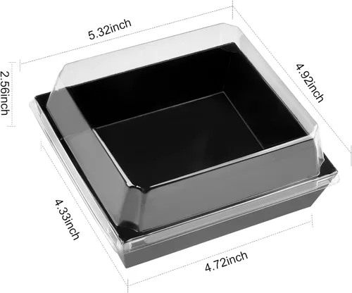 Miniatura 7 de Kucoele Paquete de 50 Cajas Pequeñas de Charcutería con Tapas Transparentes, Cajas de Postre de Papel para Llevar, Cajas de Panadería, Contenedores