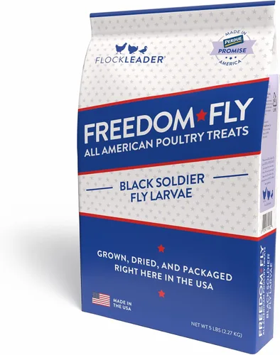 Miniatura 9 de FLOCKLEADER Freedom Fly, All American Dry Black Soldier Fly - Golosinas de aves de corral, 1 libra