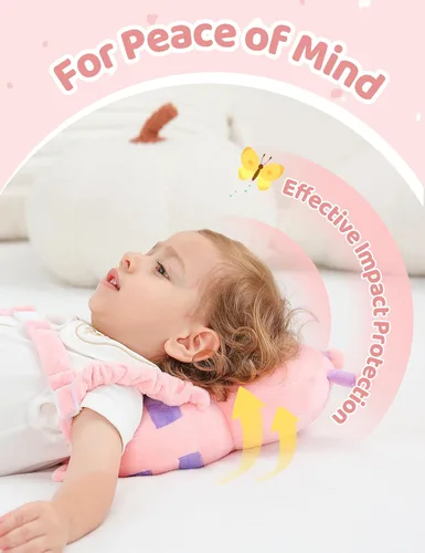 Miniatura 3 de JunNeng Mochila con protector de cabeza para bebé con almohadillas para las rodillas y calcetines antideslizantes para caminar, mariposa