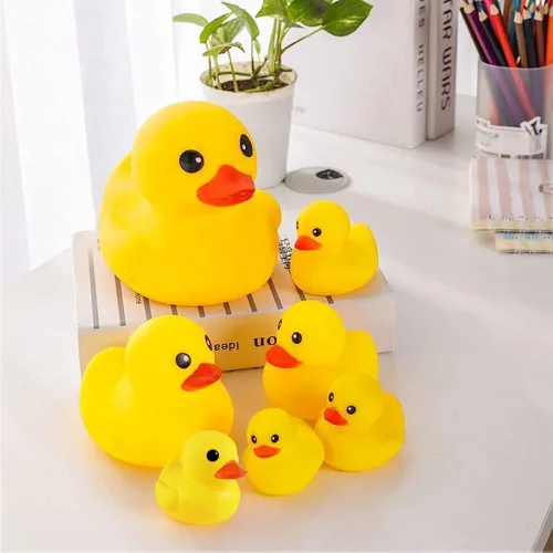 Miniatura 2 de CICITOYWO Patos de goma amarillos, 7 piezas de juguetes de baño grandes preescolares para tina, patos flotantes, regalo para baby shower, bebés