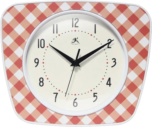 Miniatura 9 de Infinity Instruments LTD. Reloj de pared trapecio a cuadros, verde, 9.25" x 10.875