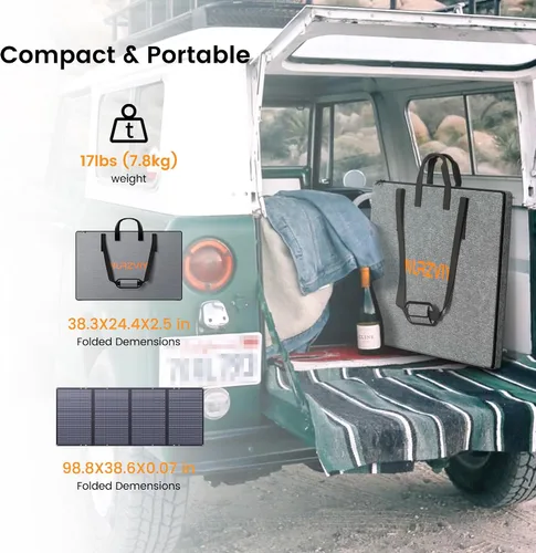 Miniatura 3 de Panel solar portátil de 400 W, cargador ligero plegable con soporte mejorado, paneles solares impermeables de 36 V de 400 vatios para RV, cámper