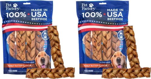 Miniatura 8 de Pet Factory 100% fabricado en Estados Unidos, palitos trenzados de 7 pulgadas, sabor natural, 6 unidades, 1 paquete