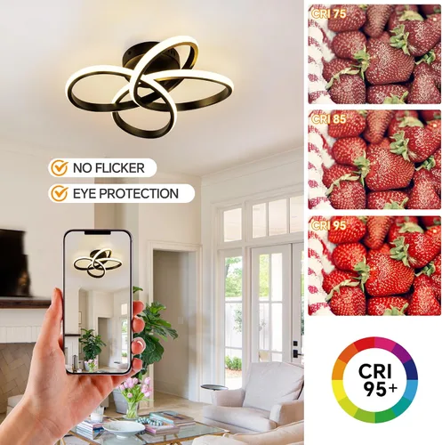 Miniatura 4 de Lámpara de techo moderna, lámpara de techo regulable LED de 36 W con control remoto, cambio de temperatura de color, pequeña lámpara de araña dorada