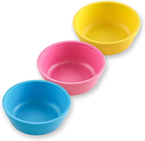 Re-Play Juego de 3 cuencos de 12 onzas para niños pequeños, de pared profunda, duraderos y reutilizables, aptos para lavavajillas y microondas, sin