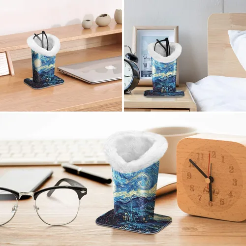 Miniatura 115 de Fintie Soporte para anteojos forrado de felpa con base magnética, estuche de cuero vegano prémium para lentes