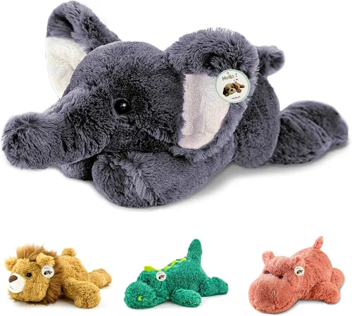 Miniatura 7 de YOUBLEK 16 pulgadas 2 libras - Animales de peluche con peso de dinosaurio verde, cómodo y sensorial, juguete Kawaii para abrazar, regalo