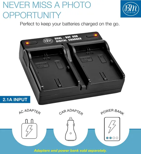 Miniatura 3 de BM Premium Paquete de 3 baterías LP-E6N de alta capacidad y cargador de doble bahía para cámaras Canon EOS R, EOS 60D, EOS 70D, EOS 80D, EOS 90D