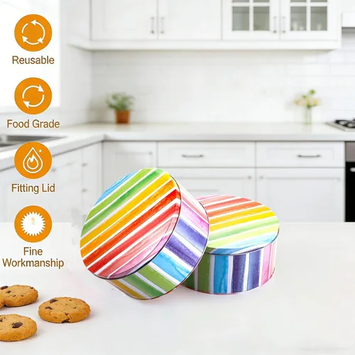 Miniatura 5 de Yopay Paquete de 3 latas de galletas, latas redondas de regalo para hornear pasteles para almacenar pasteles, suministros de manualidades, Pascua