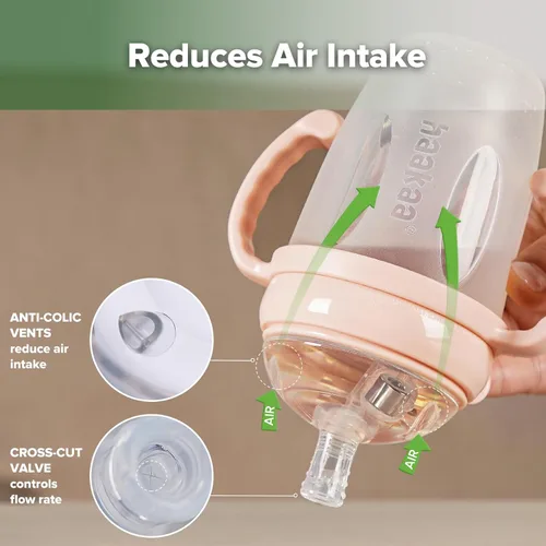 Miniatura 7 de haakaa Vaso con popote con peso para niños de 6 meses de edad, vaso de silicona con peso para sorber de leche, botella de agua para bebé con cepillo