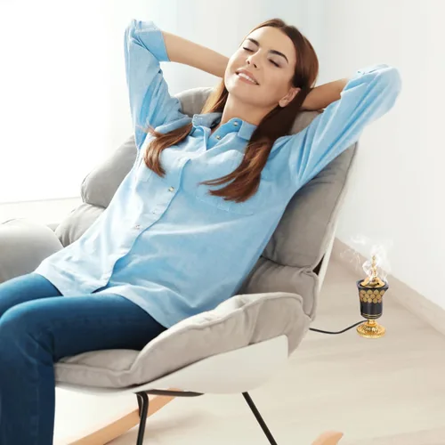 Miniatura 7 de Quemador eléctrico de incienso estilo Oriente Medio, cerámica con enchufe, para aromaterapia, Bakhoor, quemador para el hogar, yoga, meditación