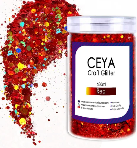 Miniatura 18 de Ceya Brillantina gruesa holográfica, 1 libra/16 onzas, oro diamante a granel, purpurina mixta gruesa y fina embotellada con lentejuelas metálicas