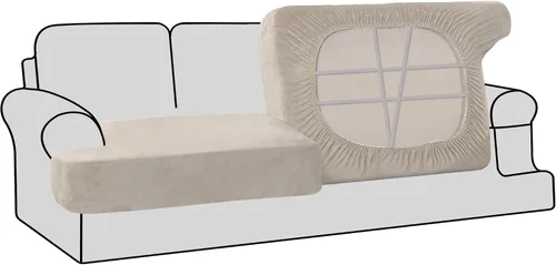 Miniatura 32 de H.VERSAILTEX Fundas de terciopelo elástico para silla con cojín en forma de T para sala de estar, funda de sofá, funda de asiento con cojín