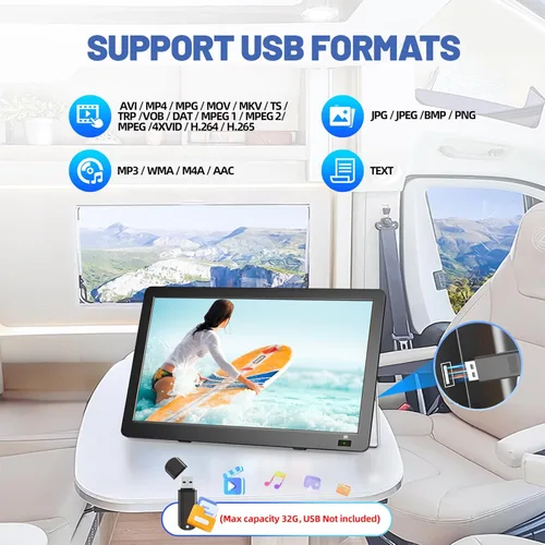 Miniatura 6 de Televisor portátil de 14 pulgadas con antena mejorada sintonizador ATSC, monitor LCD 1080P, HDMI/USB/AV, pequeño televisor portátil para campamento