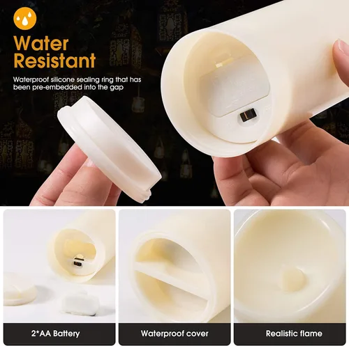 Miniatura 4 de YOROXRG Paquete de 12 velas LED sin llama, funcionan con pilas, impermeables