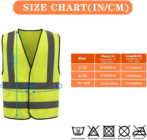 Miniatura 4 de AYKRM Chaleco de alta visibilidad para niños chaleco de seguridad reflectante de alta visibilidad Amarillo