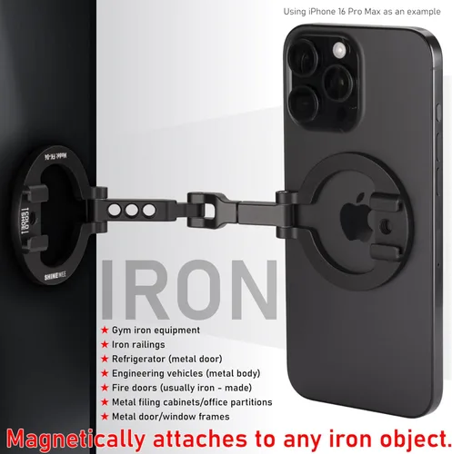 Miniatura 3 de Soporte de teléfono de doble anillo magnético – Soporte plegable de aluminio CNC de rotación de 360°, tornillo de 1/4 pulgadas, interfaz de zapata