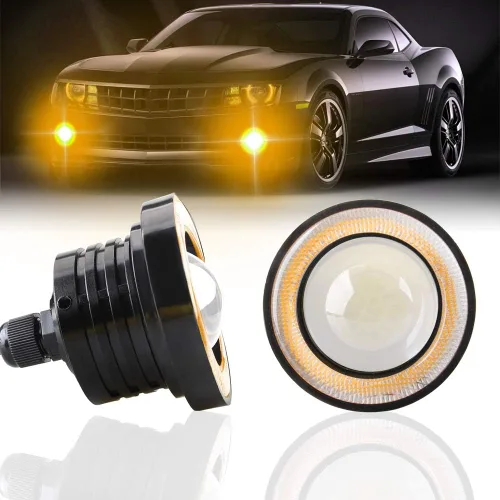 Miniatura 11 de 2 piezas de Faros antiniebla súper brillantes de 6 cm, proyector universal LED, 12V, 10W, azul, halo COB, anillos de ojo de ángel, para faro