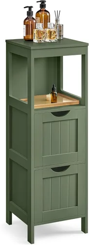 Miniatura 9 de VASAGLE - Gabinete de piso de baño, organizador de almacenamiento de baño, unidad de esquina multifuncional, 2 cajones, 35 pulgadas de altura, gris