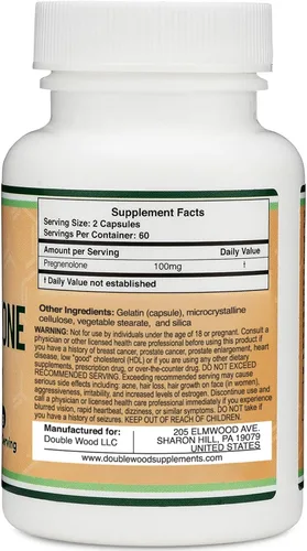Miniatura 4 de Pregnenolona 100 mg por porción (convertida a progesterona para aumentar los niveles de progesterona) - Testado por terceros - 120 cápsulas