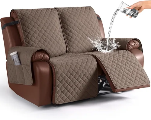 Miniatura 8 de KinCam Funda impermeable para sofá biplaza reclinable, fundas antideslizantes para sofá reclinable de 2 asientos, funda de sofá reclinable