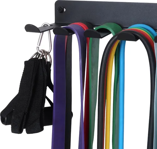 Miniatura 4 de Estante de almacenamiento para gimnasio, soporte de banda de resistencia, soporte de pared, resistente para gimnasio en casa, soporte de 8 puntas