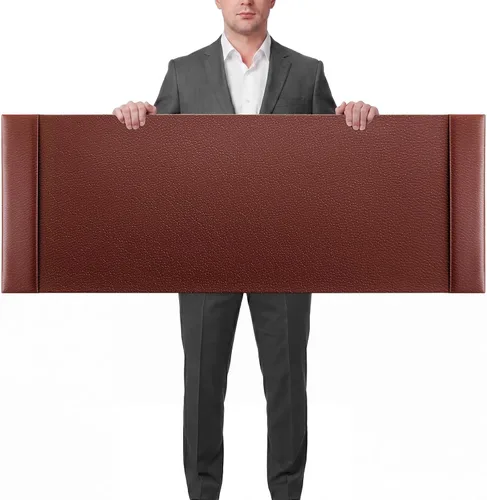 Miniatura 12 de Protector de Escritorio de Cuero 30" x 18" Almohadilla de Escritorio de Cuero con Rieles Laterales Tapete de Escritorio para Oficina Hogar Lugar