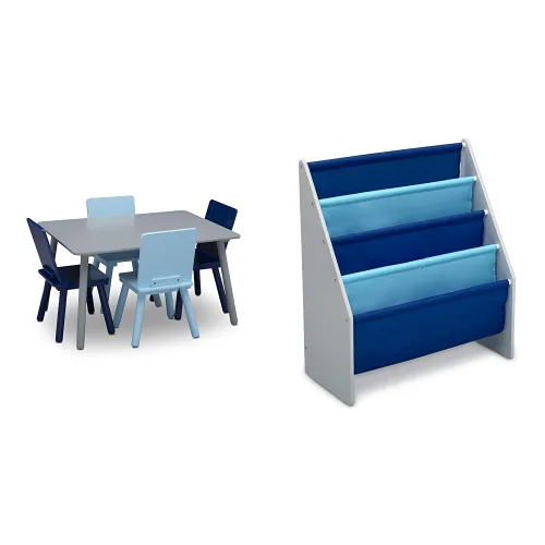 Miniatura 9 de Delta Children Conjunto de mesa y sillas para niños (4 sillas incluidas), gris/azul