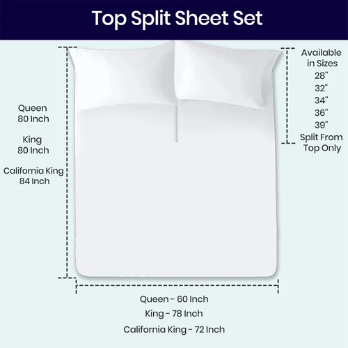 Miniatura 6 de SGI bedding Sábana Queen de 28" con Parte Superior Dividida Flex Head, 100% Algodón Egipcio, Cuenta de Hilos 1000, Sábana Superior Flex para Cama