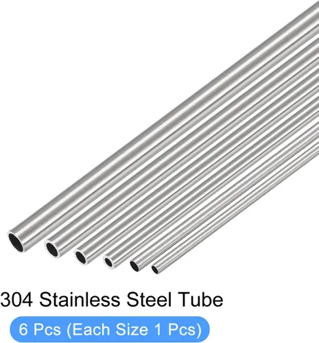 Miniatura 5 de METALLIXITY Tubo de acero inoxidable 304 (0.039 in-0.236 in de diámetro x 0.006 in/0.024 in de pared T x 11.811 in de largo), 6 piezas en 1 juego