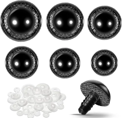 WILLBOND 56 ojos grandes de seguridad, ojos de animales de peluche de plástico de 0.63 a 1.18 pulgadas, ojos de ganchillo artesanales para bricolaje