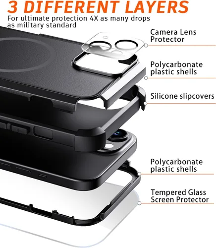 Miniatura 6 de Diverbox Funda para iPhone 13 [compatible con MagSafe] [con protector de pantalla] [a prueba de golpes] [a prueba de caídas] Funda de protección