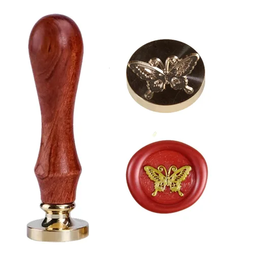 Miniatura 8 de Sello de cera de trébol de cuatro hojas, sello de trébol de la suerte con mango de palisandro 1'' 2.5cm, sello distintivo de cera de sellado, un