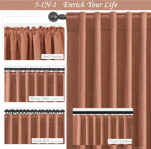Miniatura 4 de UHITECH - Cortinas opacas beige para sala de estar, cortinas cortas de 35 pulgadas para habitación, cortinas negras para ventanas pequeñas, paneles