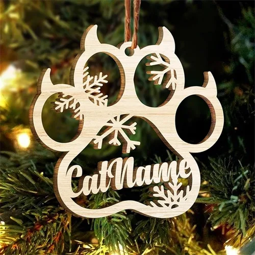 Miniatura 8 de Adorno de Navidad de pata de perro, adornos personalizados, copos de nieve cortados con láser para árbol de Navidad, adorno de pata de perro