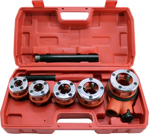 HFS (R Ratchet Pipe Threader Kit - Juego de herramientas de roscado de tubo de trinquete con 5 troqueles 3/8", 1/2", 3/4", 1", 1-1/4"