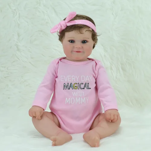 Miniatura 7 de Muñecas Reborn Baby Girl, muñecas realistas de 18 pulgadas con cuerpo completo de silicona de vinilo suave para niñas, muñecas realistas con diadema