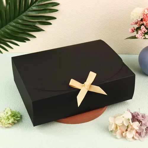 Miniatura 6 de SWANGSA Juego de 11 cajas de regalo negras con tapas, cajas de regalo de papel kraft de 10.6 x 8 x 3 pulgadas para regalos, caja de propuesta