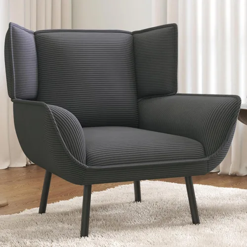 AMERLIFE Silla decorativa, silla tapizada para sala de estar con respaldo alto, sillón de lectura gris para dormitorio, cómoda silla de pana
