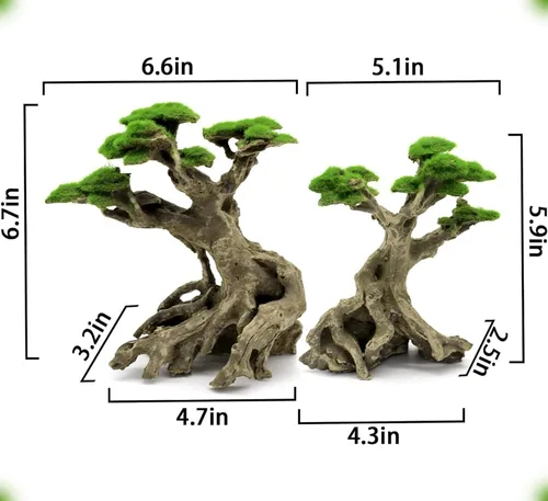 Miniatura 5 de Novelsite Decoración de Pecera - Árboles Bonsái con Musgo Artificial - Rocas de Acuario para Paisajismo Acuático - Hecho de Arenisca, Decoraciones