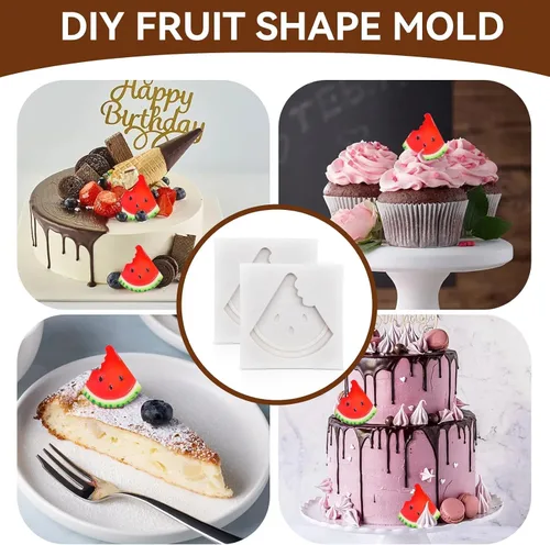Miniatura 3 de Moldes de silicona para frutas, molde de chocolate para fondant, 2 piezas, molde de sandía, lindo molde de decoración de tartas, molde de silicona