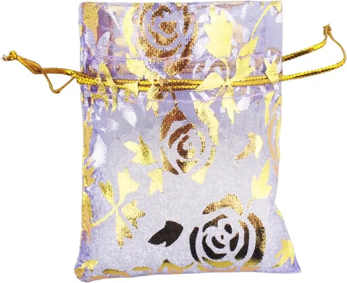 Miniatura 24 de QIANHAILIZZ Paquete de 100 bolsas de regalo de organza con forma de corazón de flores de 2.8 x 3.5 pulgadas, bolsa de regalo para dulces, bolsa