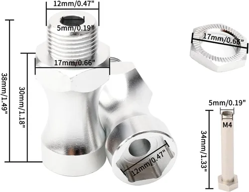 Miniatura 2 de Paquete de 4 adaptadores de conversión de cubo hexagonal de aluminio de 0.472 in a 0.669 in para 1/8 1/10 RC piezas de actualización de automóvil