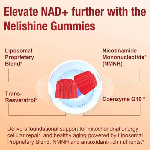 Miniatura 5 de Suplemento liposomal NMNH gomitas de 1000 mg - Suplemento NAD para aumentar NAD+ para hombres y mujeres - Mezcla de ribósido de nicotinamida