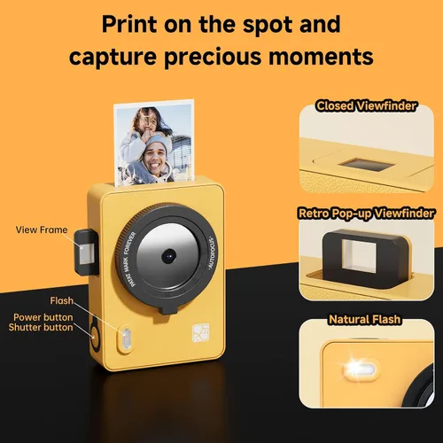 Miniatura 4 de HPRT Cámara de impresión instantánea Z5 e impresora fotográfica, tecnología de sublimación de tinta, 5 efectos de filtro, flash LED, papel