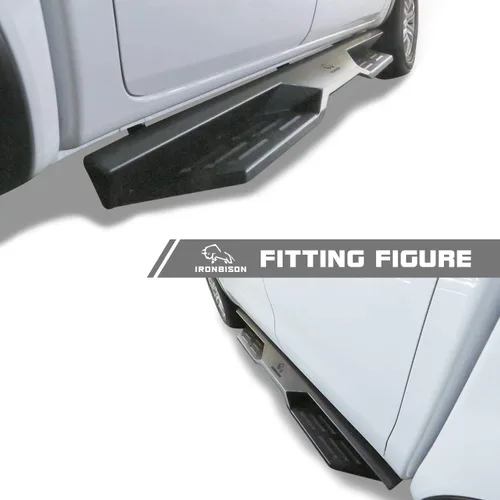 Miniatura 2 de IRONBISON Estribos para Ford Ranger SuperCrew Cab 2019-2026 de 5 pulgadas, peldaños laterales de camioneta Nerf barras de textura fina Black Rock