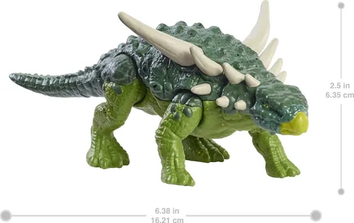 Miniatura 3 de Mattel Jurassic World - Figura de acción de dinosaurio de fuerza feroz, juguete de dinosaurio Sauropelta con articulaciones móviles, escultura