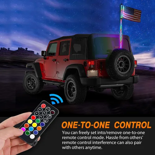 Miniatura 11 de Nilight 2 luces LED RGB en espiral de 3 pies con luz RGB de persecución/baile RF, control remoto de antena iluminada para Can-am ATV UTV RZR Polaris