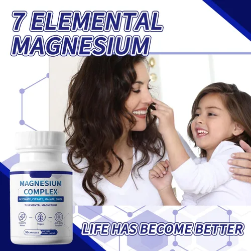 Miniatura 7 de Complejo de magnesio de 1000 mg con 8 tipos - glicinato, citrato, malato - Apoya la relajación muscular, la salud ósea, la producción de energía